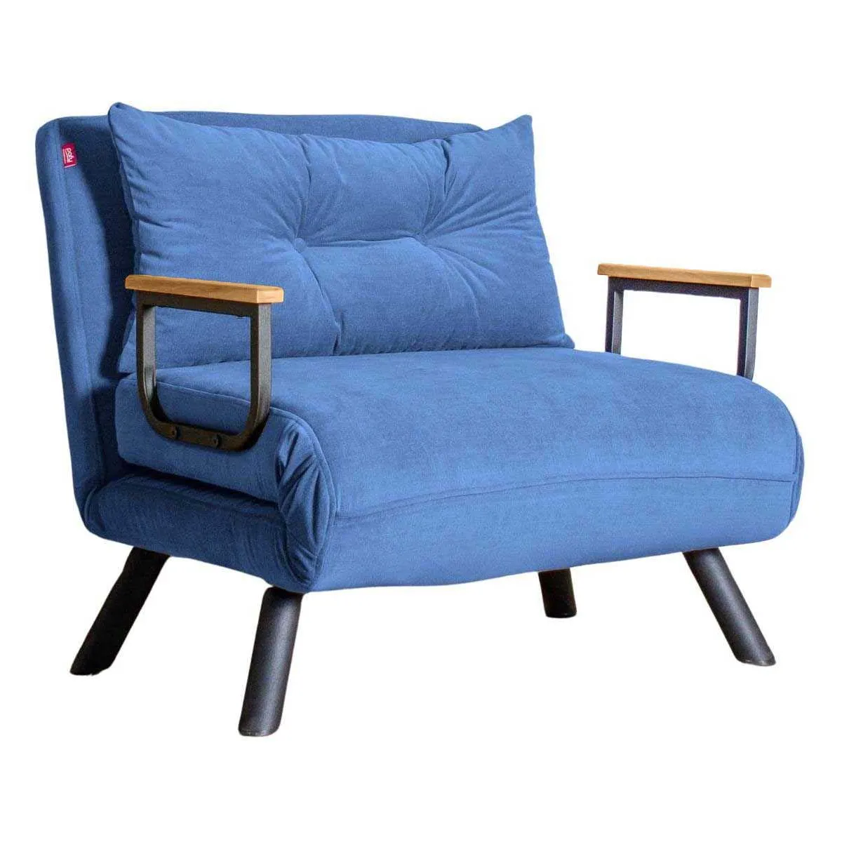 Fauteuil convertible 67x78x78 cm en tissu bleu - kom