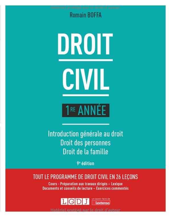 Droit civil: 1re année: introduction générale au droit, droit des personnes, droit de la famille