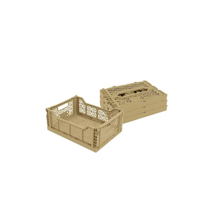 Lot 4 Caisses De Rangement Pliables Plastique Jaune 40 X 30 X 15 Cm