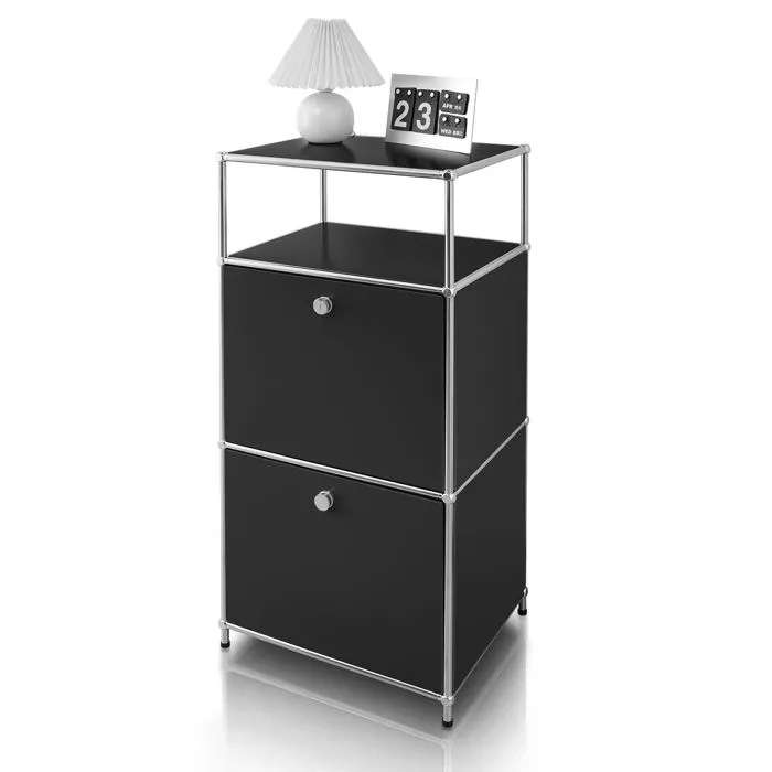 Étagère métal chromé design épuré, Concept Epuré MK-120: 4 étages, L50 x P40 x H103 cm, Noir