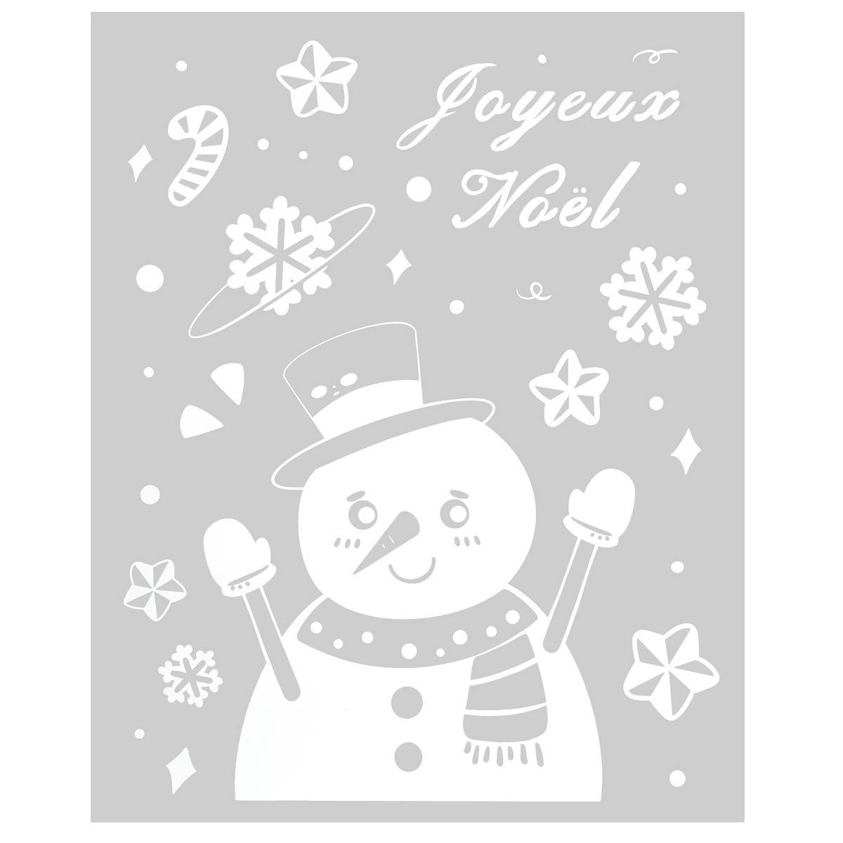 Décoration De Vitre Père Noël Et Bonhomme De Neige 30 X 38 Cm - Feeric Lights & Christmas