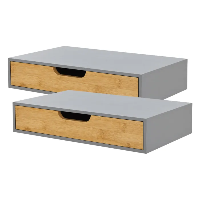 Lot de 2 étagères murales Bokn 40 x 24 x 8 cm gris naturel en.casa