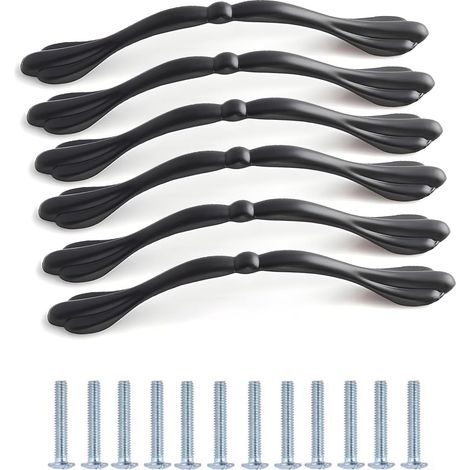 6 Pièces Poignee De Meuble Cuisine Noir Entraxe 128mm Poignée Placard Alliage D'Aluminium Parfait Pour Armoire De Meubles,tiroirs,armoires,chambre Placards