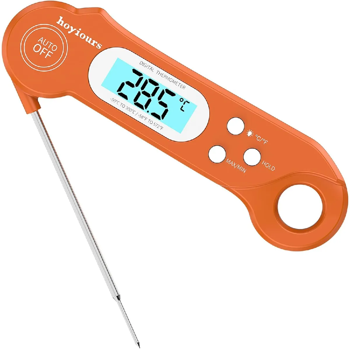 Thermomètre Cuisine Pliable Avec Écran Lcd,lecture Rapide De 3 Sec Pour Bbq Yaourt Chocolat Orange