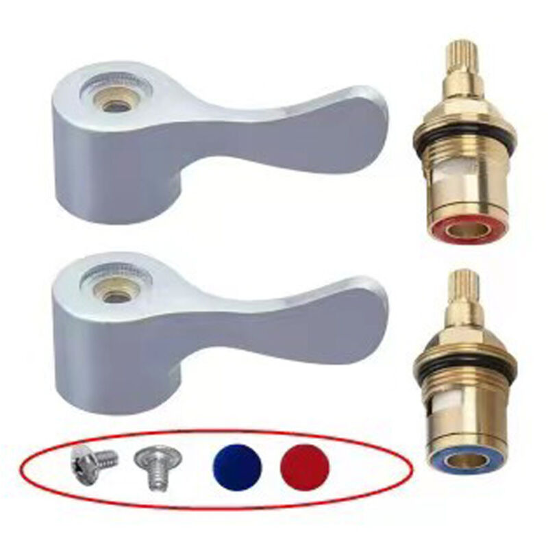 Lot De 4 Têtes De Robinet Céramiques - Cartouche 1/2 G1/2 - 20 Crans - Levier Métallique Pour Robinets Chauds Et Froids