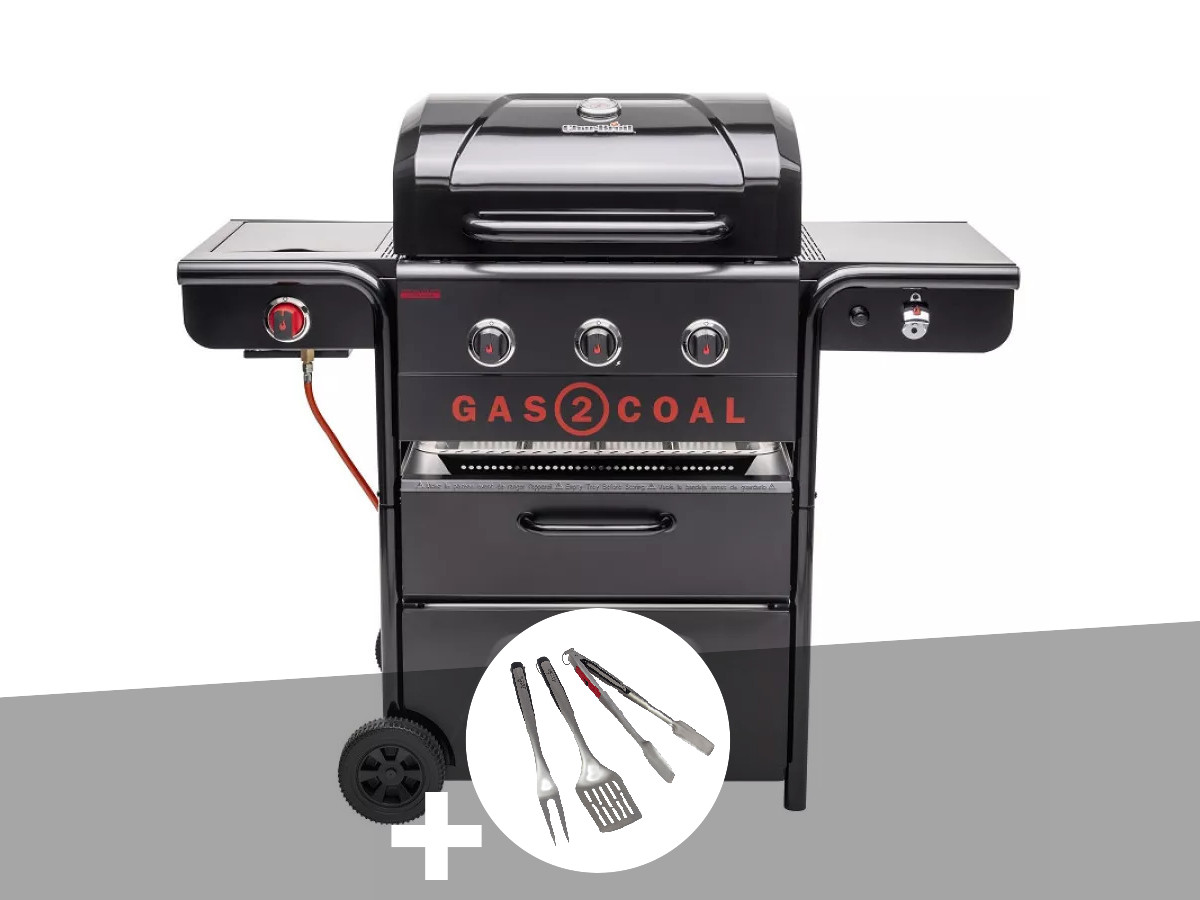 Barbecue Hybride Gaz Et Charbon Gas2coal Special Edition - 3 Brûleurs + Kit 3 Ustensiles - Char-broil