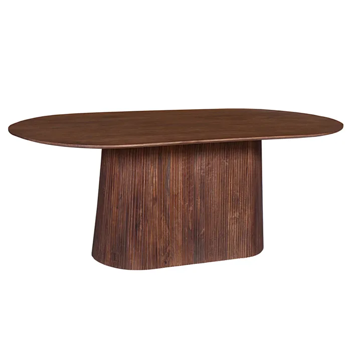 Miguel Xl - Table À Manger Ovale En Bois De Manguier Brun Clair 230 Cm
