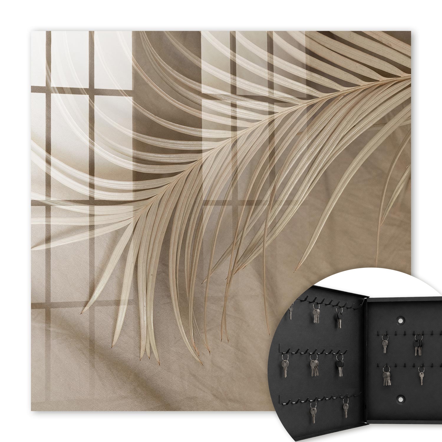 Armoire À Clés - (30 Cm X 30 Cm) - Boîte À Clés Murale - Coffret De Rangement Pour Clés - Couleur Noire - Ouverture Vers La Gauche - Pour Maison Et Bureau - Élégance Naturelle