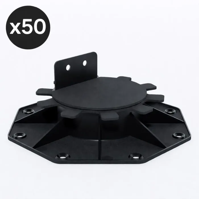 Lot de 50 plots 30-60 mm pour terrasse bois et composite Noir, Unités - 50 plots