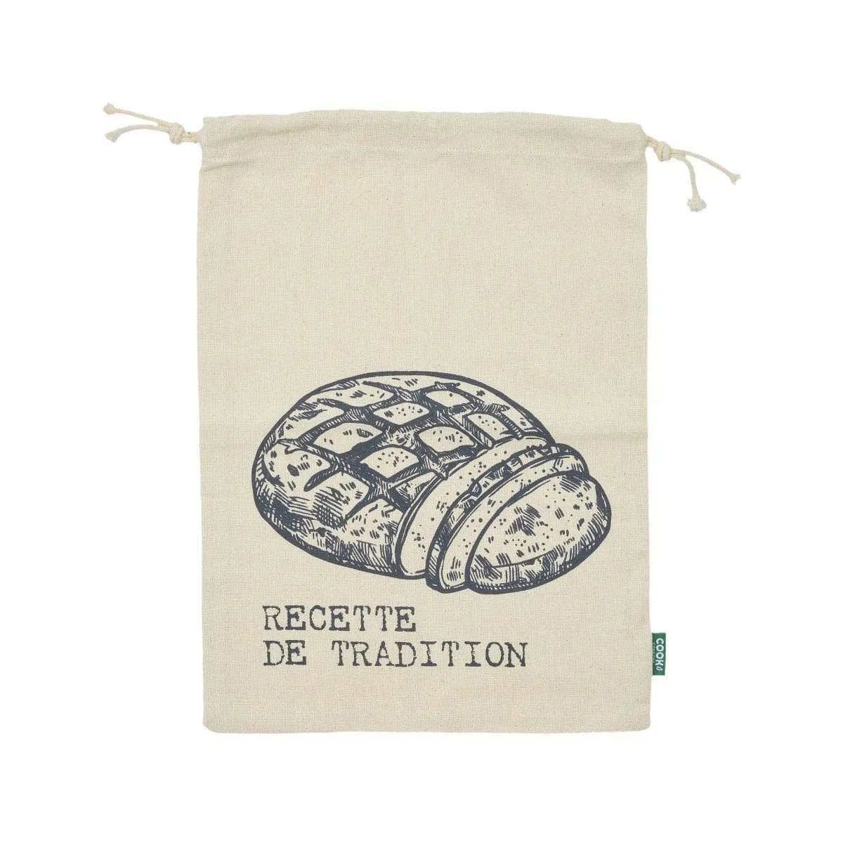 Sac À Pain - Cook Concept - Toile - Conservation - Beige Et Noir