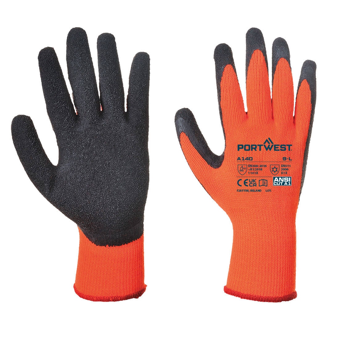Gant Thermique Enduit Latex Couleur: Orange/noir Taille Xl - Portwest
