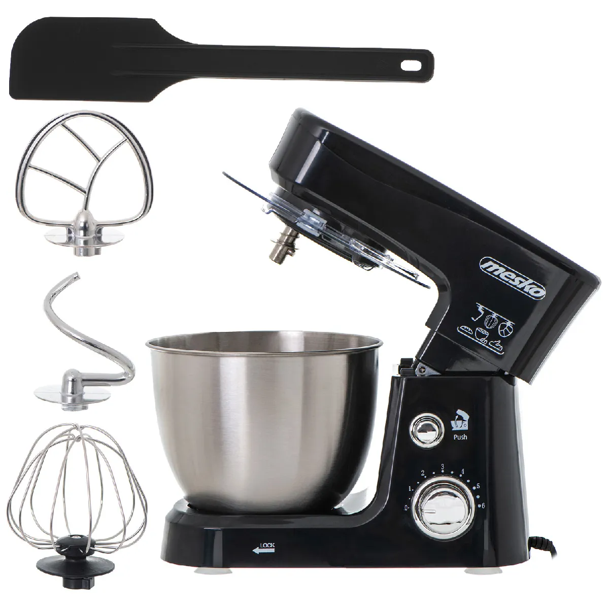 Robot Pâtissier Multifonction Mesko Ms4217 1200w 3,5l Noir