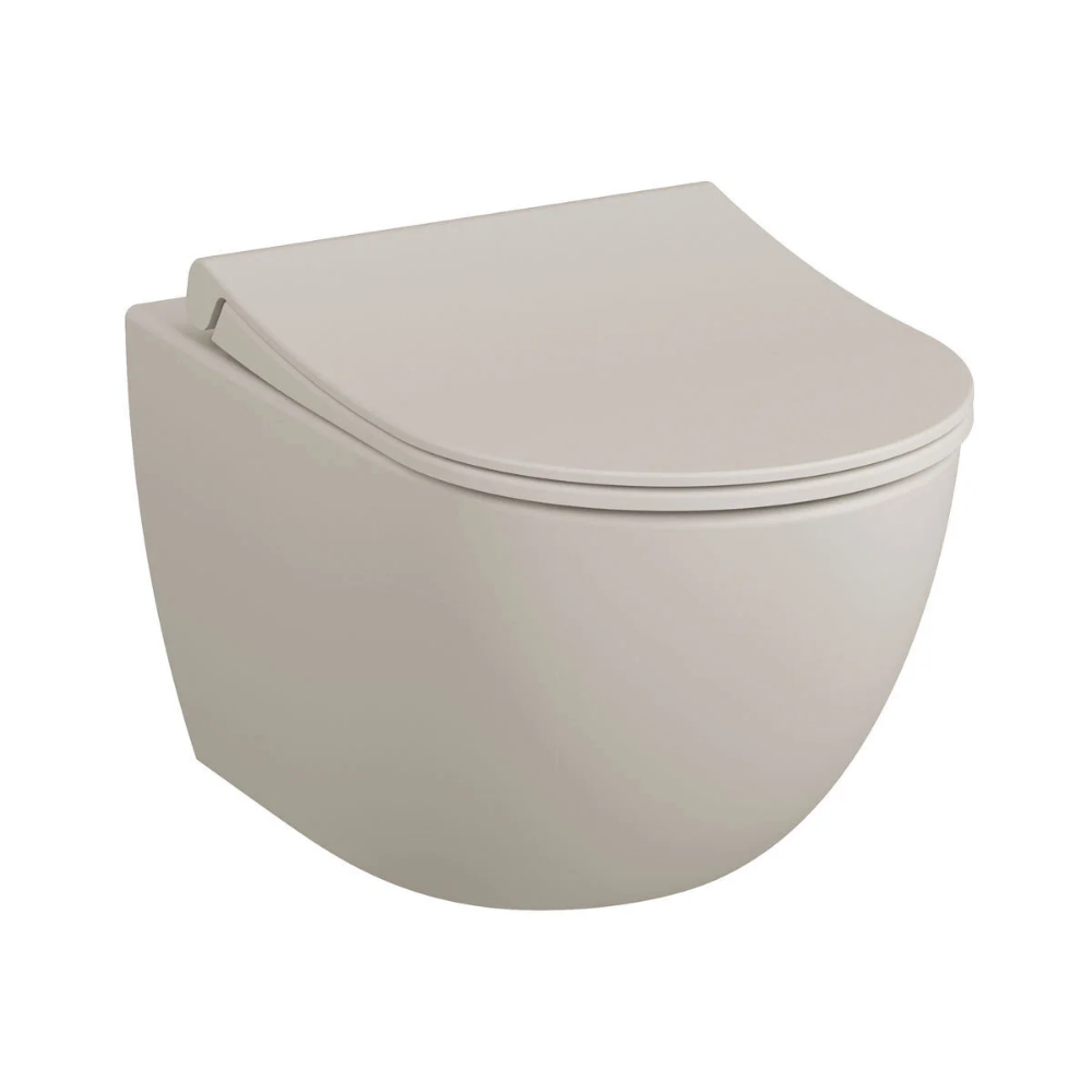 Cuvette WC suspendu sans bride VitrA Sento lin + abattant frein de chute déclipsable