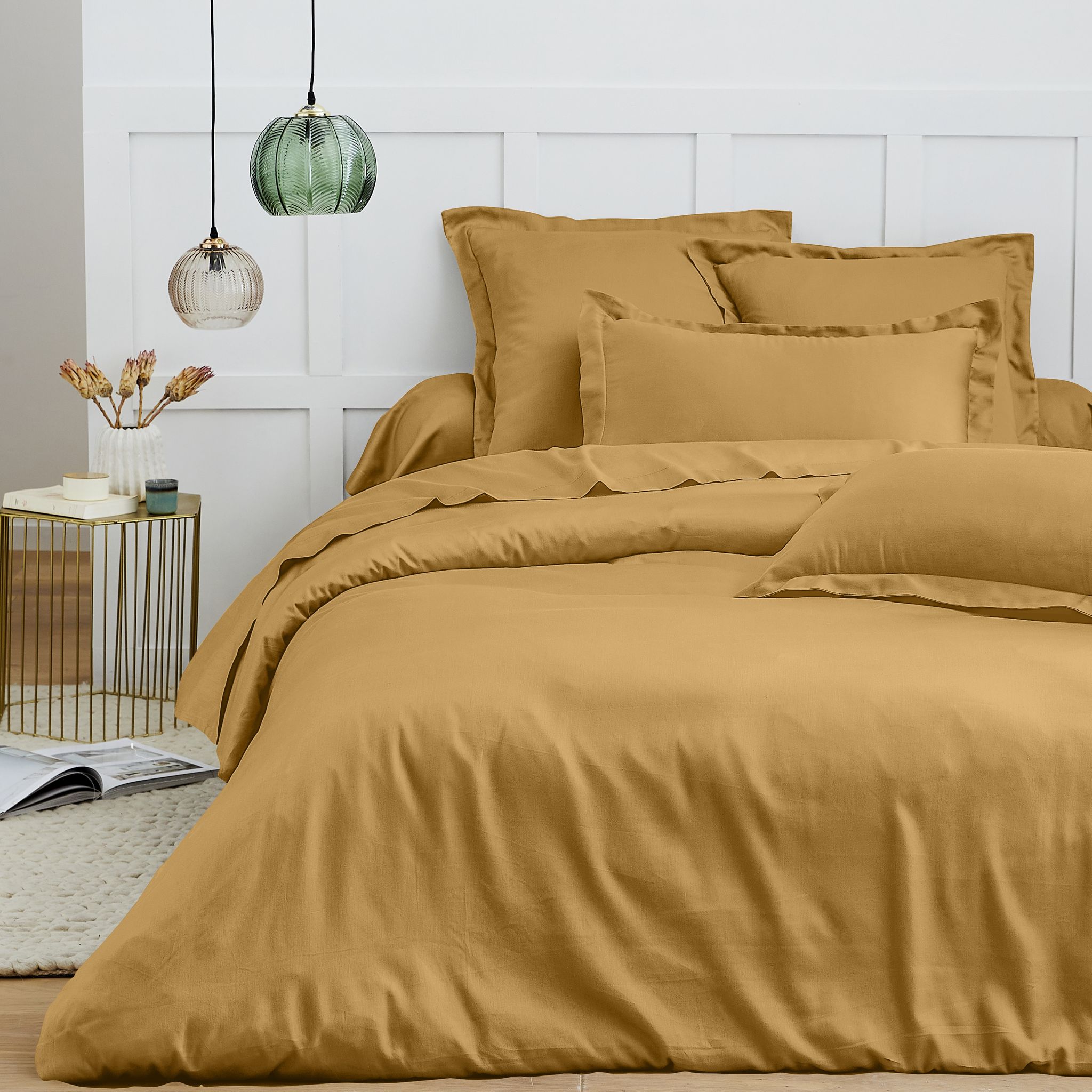Housse De Couette 240 X 220 Cm - 100% Coton 57 Fils/cm² - Qualité Supérieure - Miel