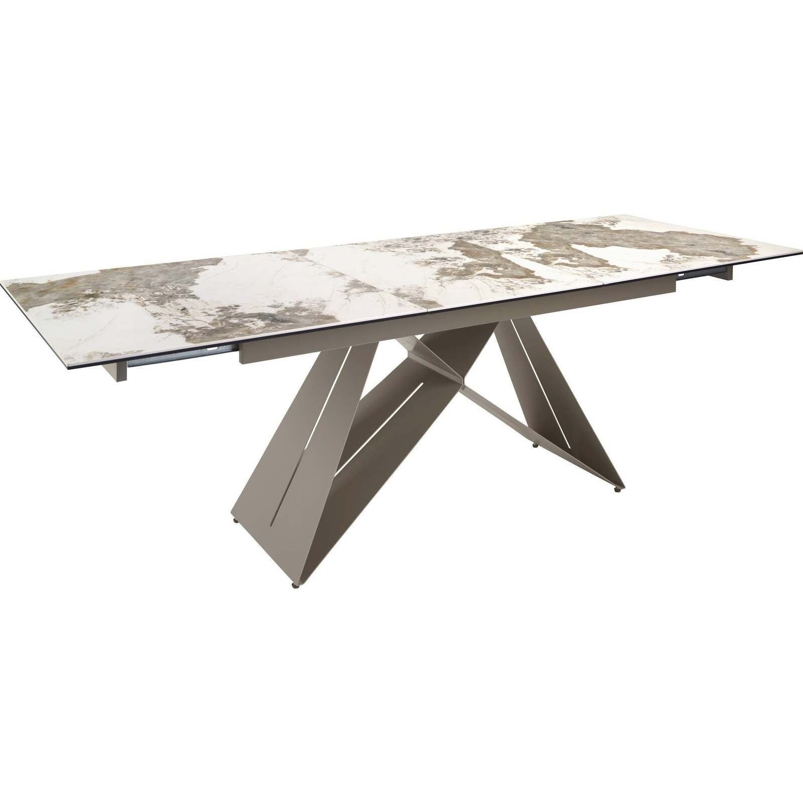 Table À Manger Extensible Angel Cerda Marbre Blanc - Blanc Marbré Veines Tons De La Terre