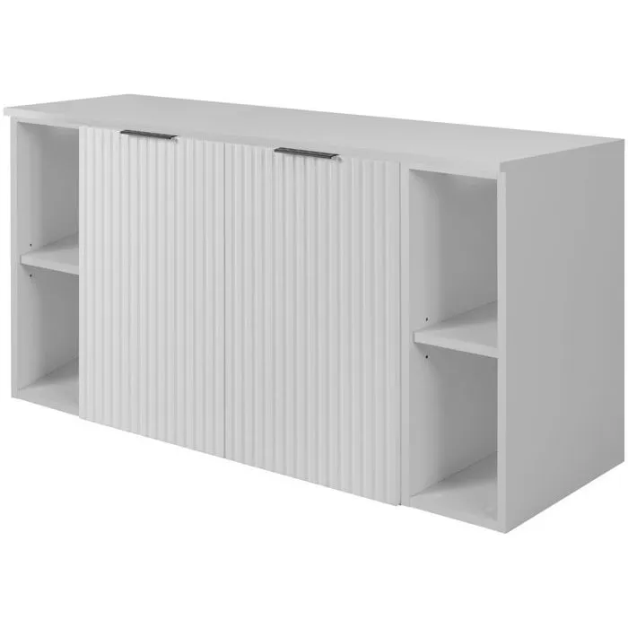 Meuble sous vasque à 2 portes FLOW BLANC 120 cm avec 2 x l'étagères - extensions et plan