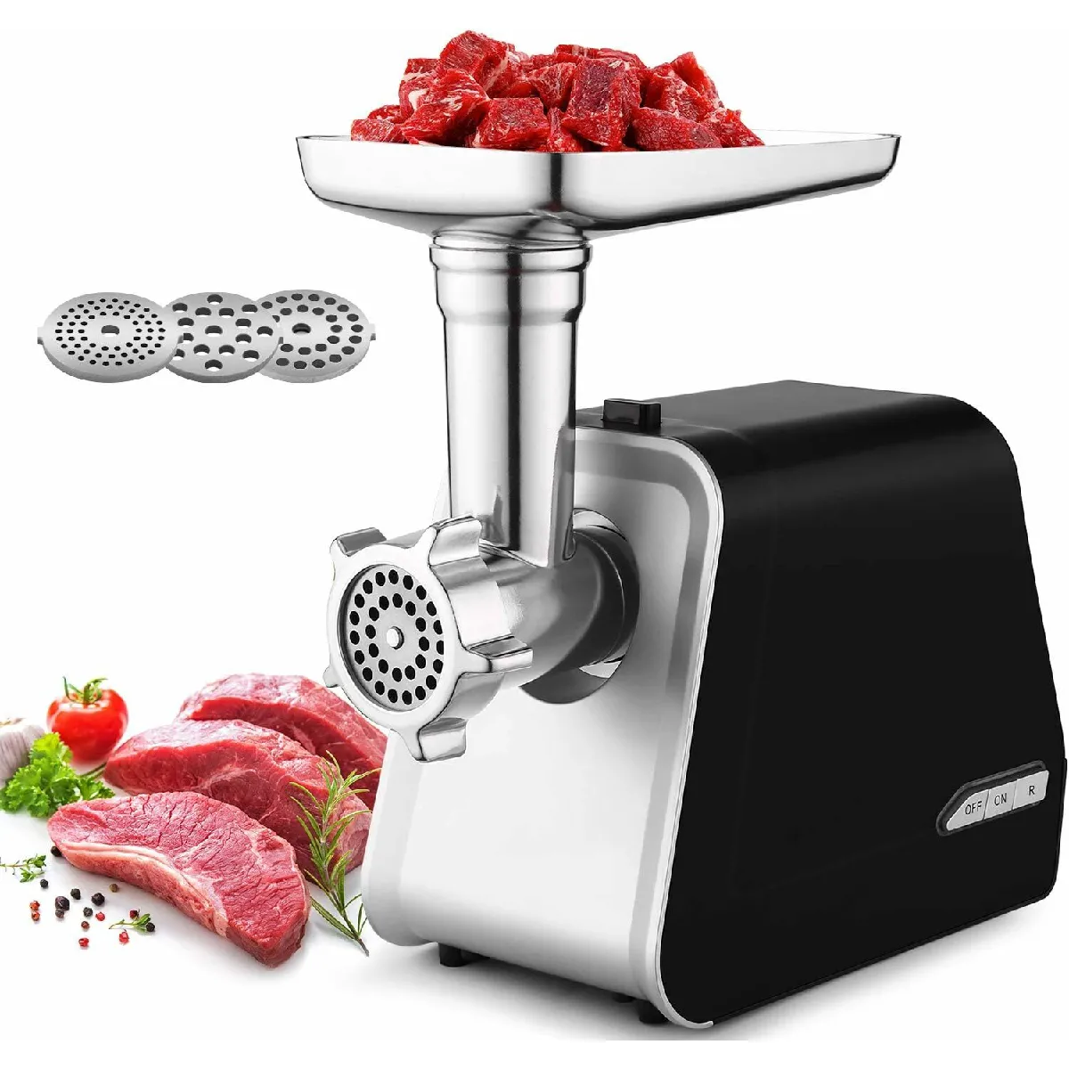 Hachoir À Viande Électrique 3 En 1 2000w Gris Noir Vendos85