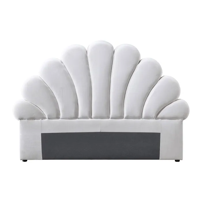 Tête de lit coquillage - 160 cm - Velours - Blanc - MOANA
