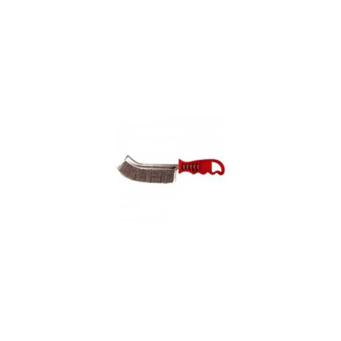 Brosse manuelle demi-lune manche plastique fil acier ondulé 0,30 mm bois pierre métal 265 x 140 x 25 mm - Décapage dur - 740.226