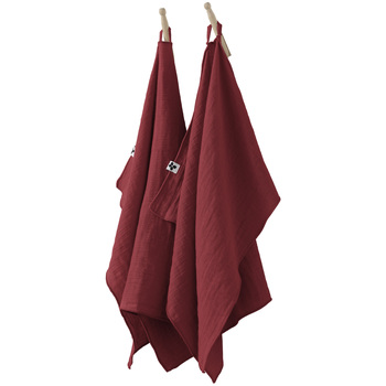 Lot De 2 Essuie-mains Gaze De Coton 50 X 70 Cm Lie De Vin