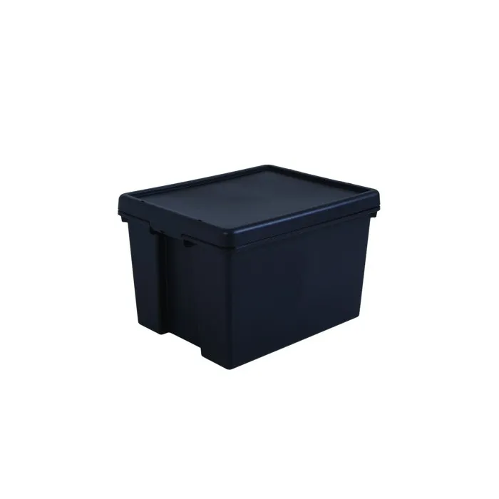 Boîte stockage en plastique noir 40 x 50,5 x 32 cm 45L