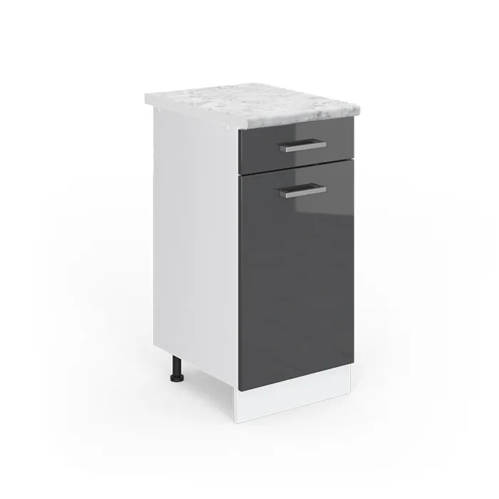 Vicco Meuble cuisine Anthracite Haute brillance 40cm, PT Marbre