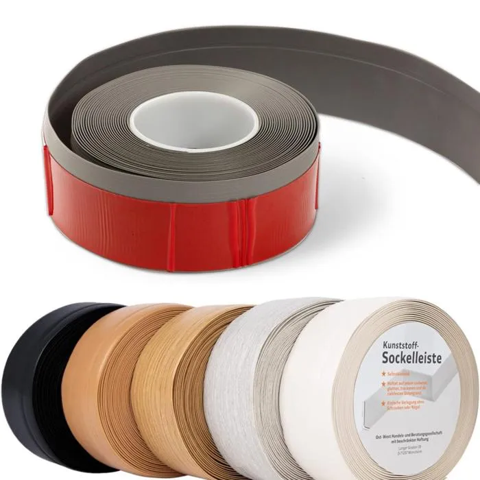 Plinthe auto-adhésive, 50 x 15 mm, Gris, L: 10 m, Plinthe de cuisine, Plinthe PVC flexible