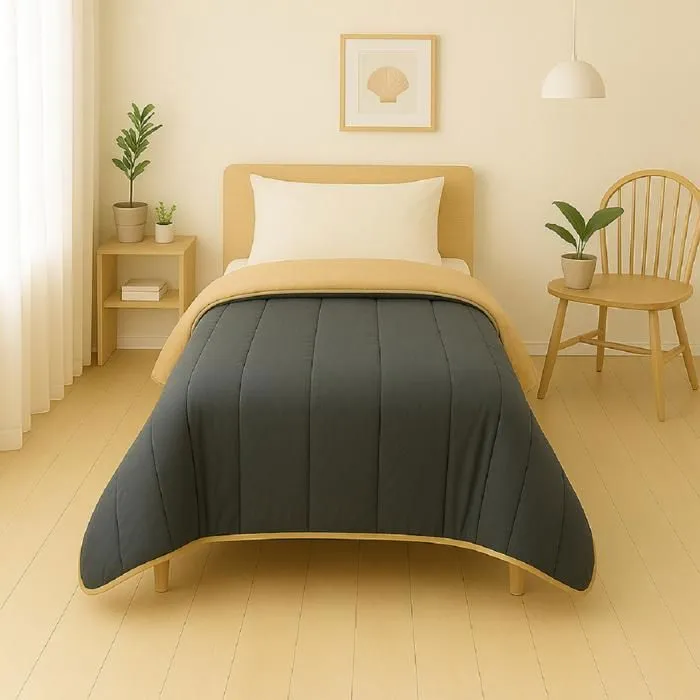 Couette Légère Gris Foncé/sable - 1 Personne 140 X 200 - Spécial Été - Mortreux