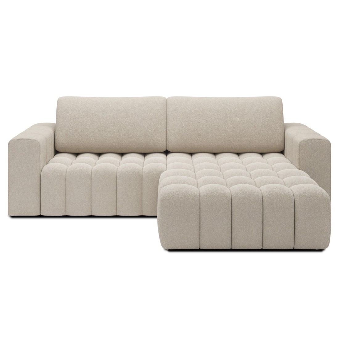 Canapé D'Angle Convertible Dory Crème 250 Cm Avec Coffre De Rangement Angle Droit