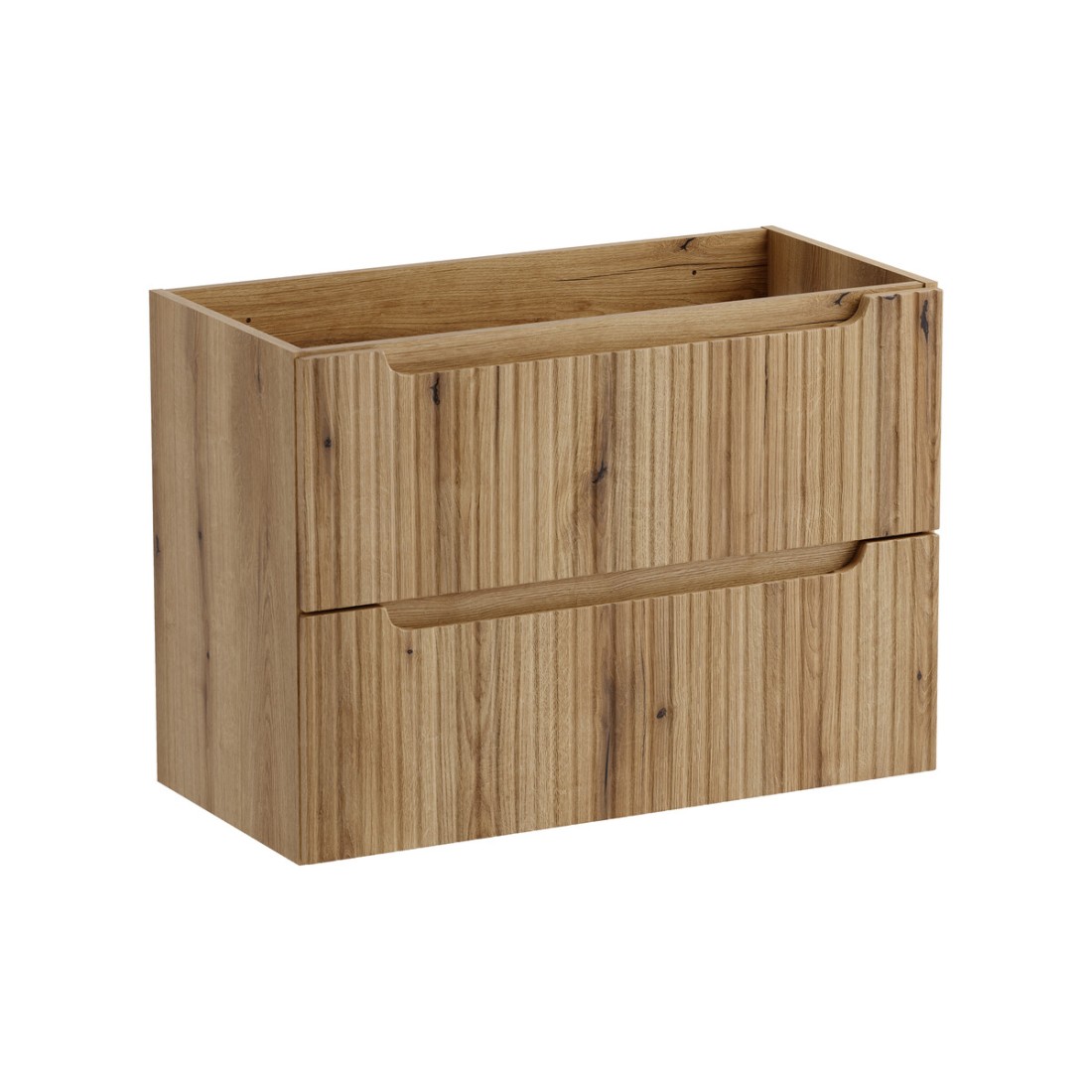 Meuble Sous Vasque Vano 80 Cm Chêne Suspendu Avec 2 Tiroirs