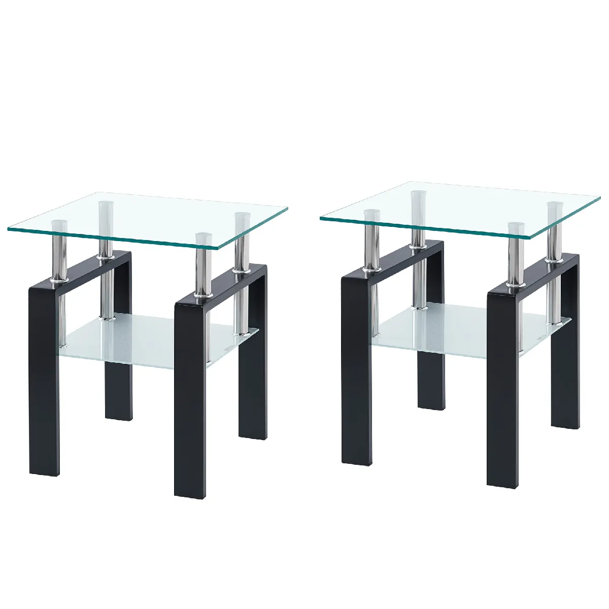 Table auxiliaire en verre trempé transparent