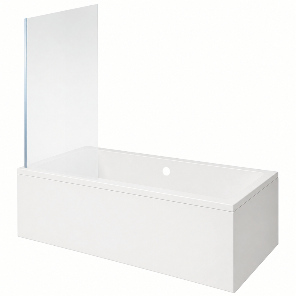 Baignoire rectangulaire VitrA Neon 180x80cm + Pare bain gauche AURYS Mist 1 chromé profilé gauche