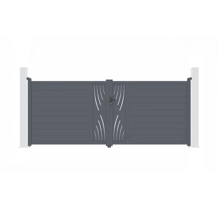 Portail battant 4m VELETA H.160cm aluminium gris