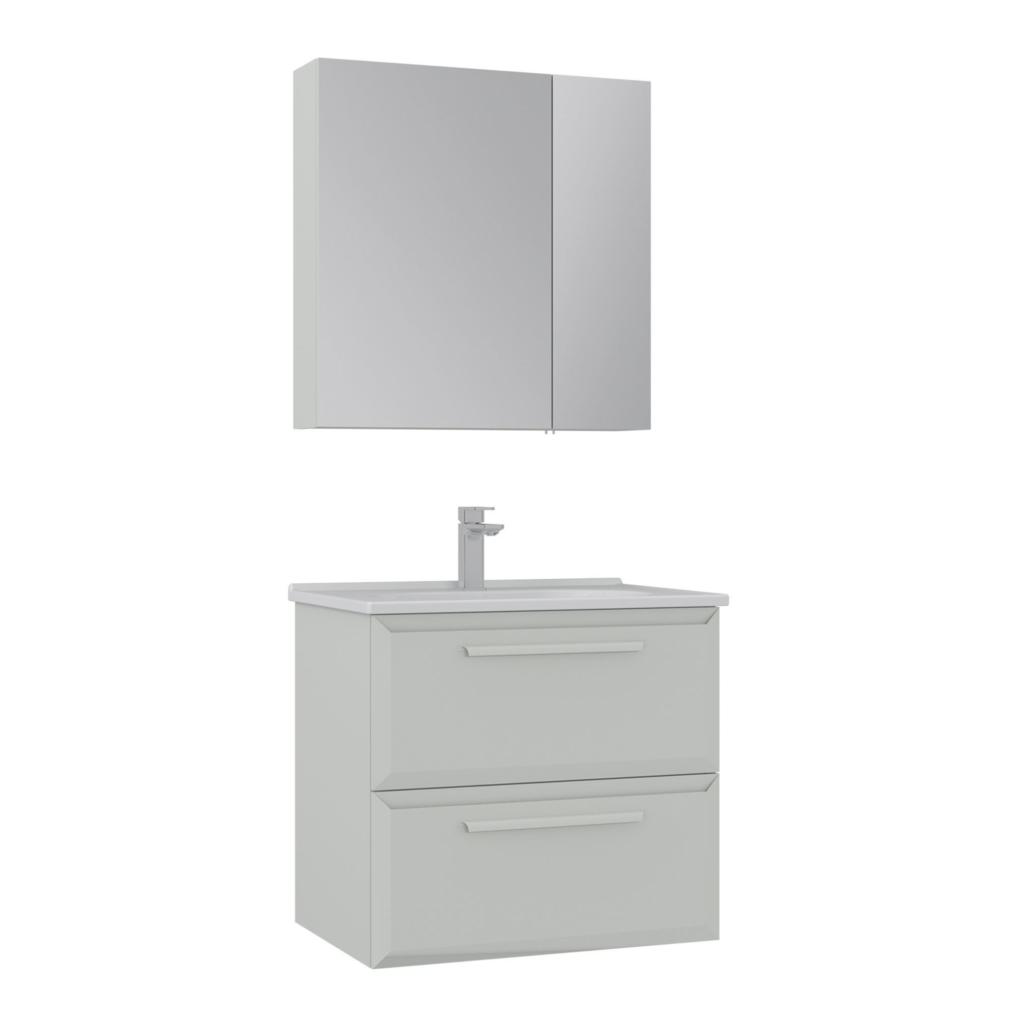 Meuble Avec Simple Vasque Et Miroir "nuvola 65 V2" - 65 X 50 X 62 Cm - Cashmere