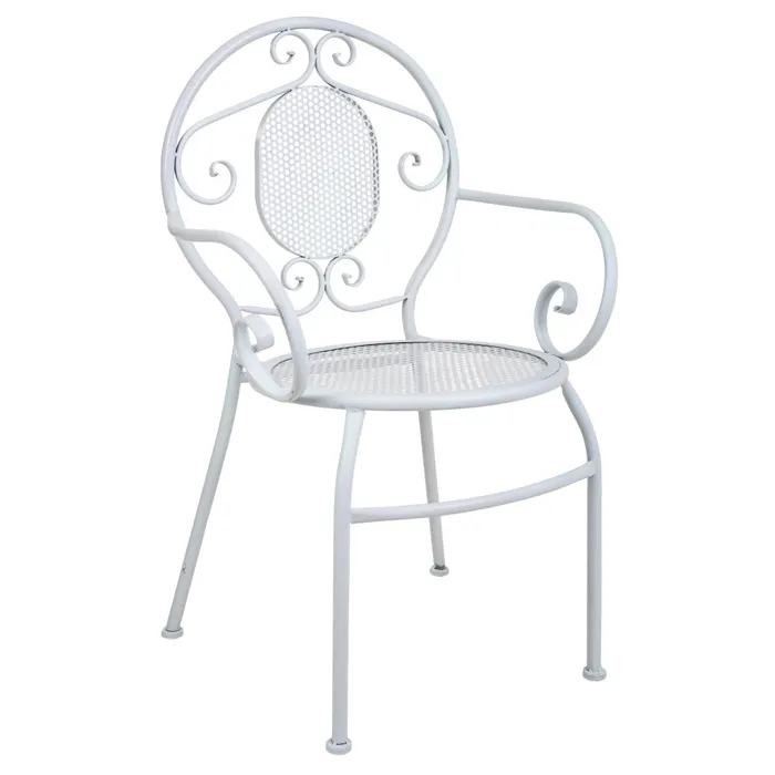 Fauteuil En Fer Forgé Blanc 58x54x88h