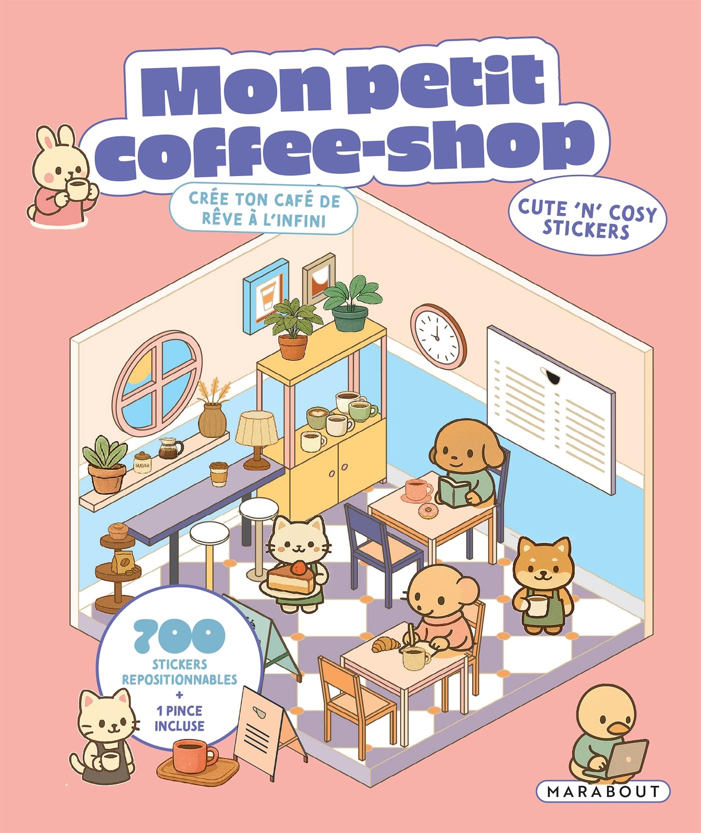 Stickers Mon Petit Coffee-shop 700 Repositionnables Broché Rose Pastel 162x191mm Marabout