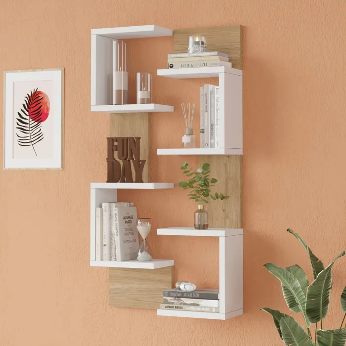 Lot de 2 étagères murales Omn 93 x 24 x 15 cm blanc / effet bois en.casa