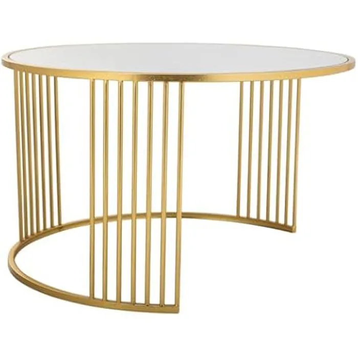 Table basse ronde en métal doré 80x80x48