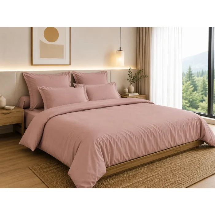 Housse de Couette 260 x 240 cm 100% Coton 57 Fils/cm² Vieux Rose
