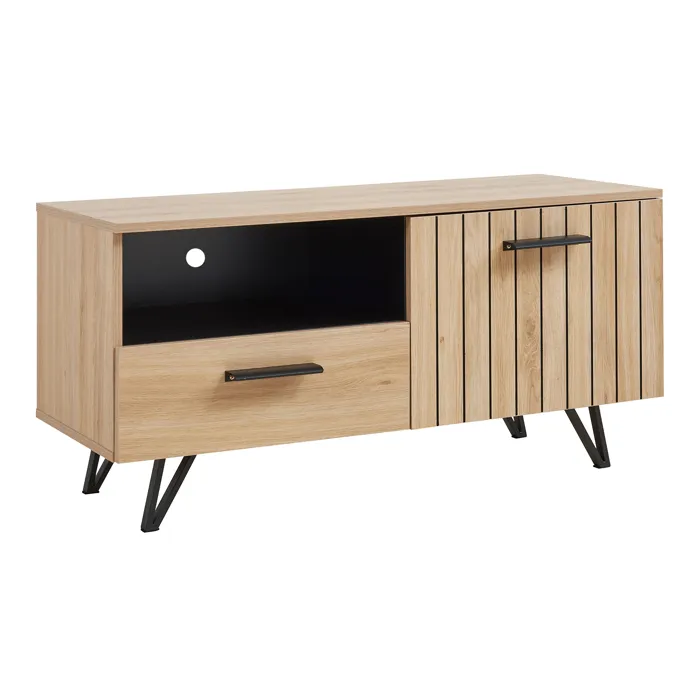 Meuble TV Noppen 100 x 38 x 49 cm effet chêne noir en.casa