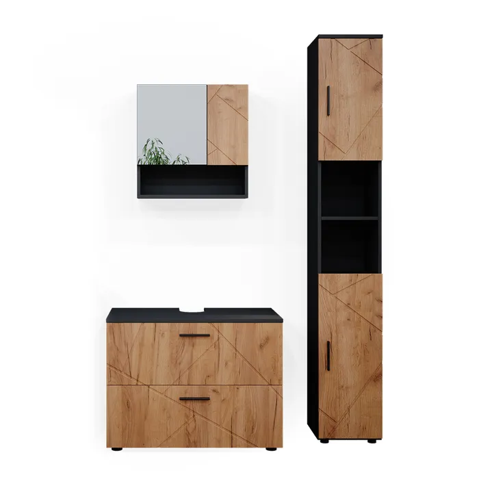 Vicco Ensemble meubles bain Chêne doré/Anthracite 3 pièces