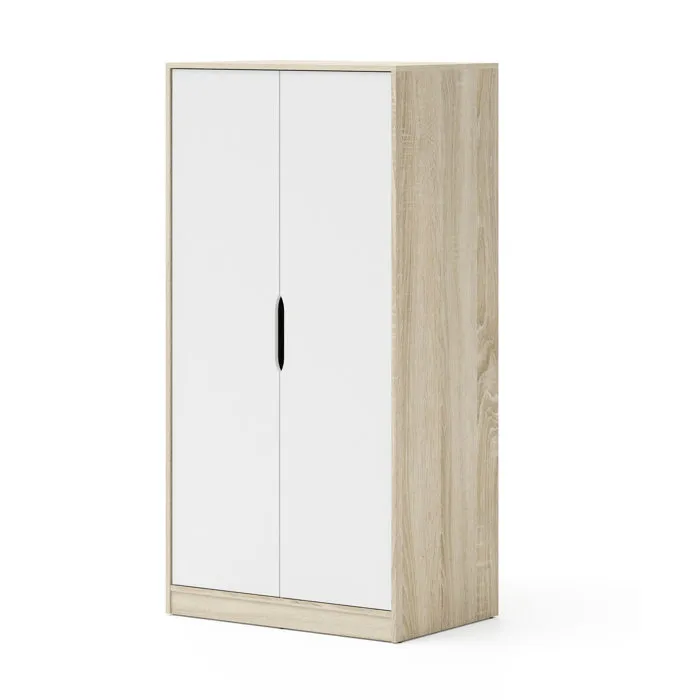 Armoire Bim Furniture Samoa Fuji 2 Portes 90 Cm Chêne Cremona Blanc Mat