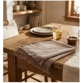2 Serviettes De Tables A Franges En Coton