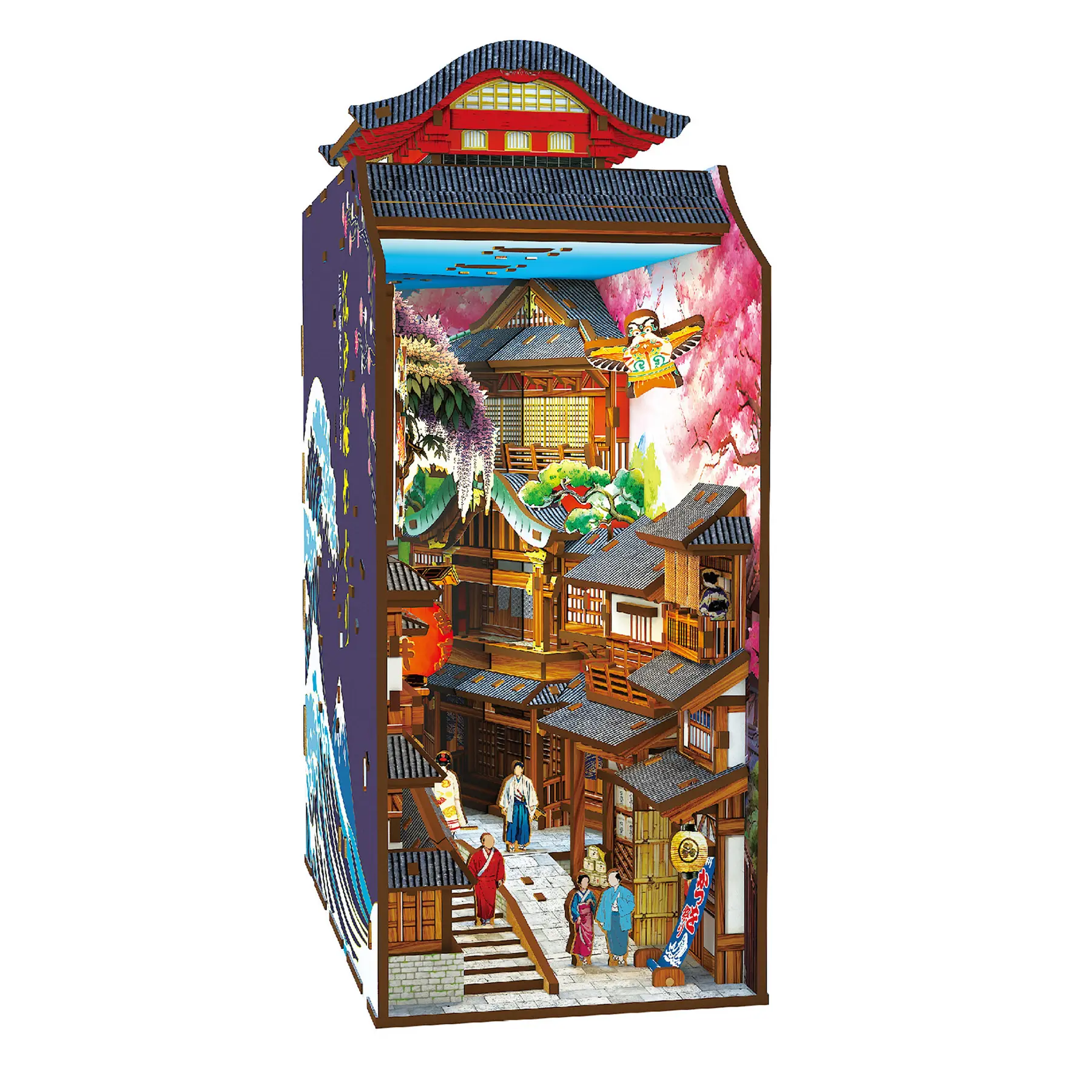 Maquette Greenslide Book Nook Voyage À Edo Sakura 293 Pièces Led Bois Multicolore