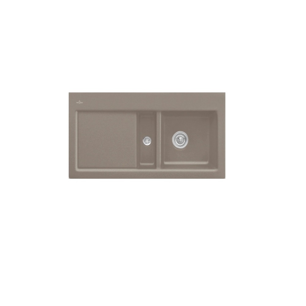 Evier 1 cuve et demi VILLEROY ET BOCH Subway 60 100 x 51 cm egouttoir a gauche Timber CeramicPlus