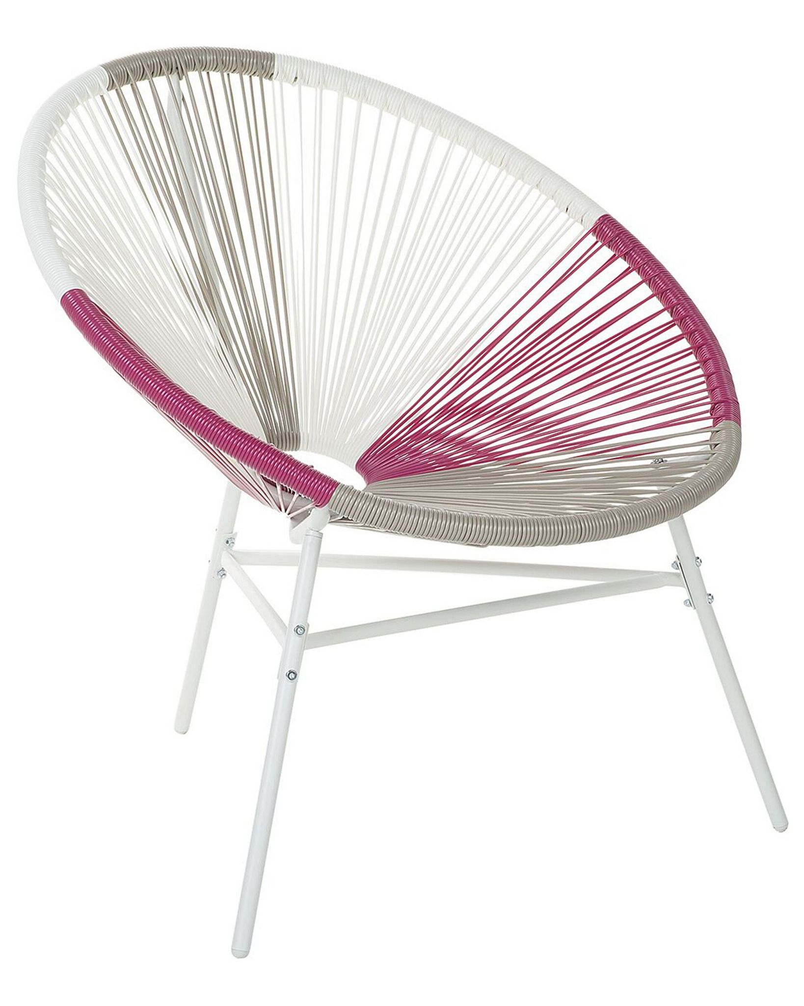 Chaise Fauteuil Type Spaghetti En Rotin Pe Beige Et Rose Design Tendance Pour Salon Chambre Terrasse Ou Jardin Au Style Moderne Et Industriel Beliani