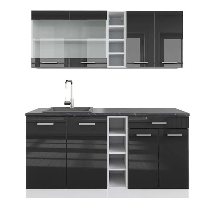 Vicco Cuisine Anthracite brillant/blanc 160cm, PT Anthracite