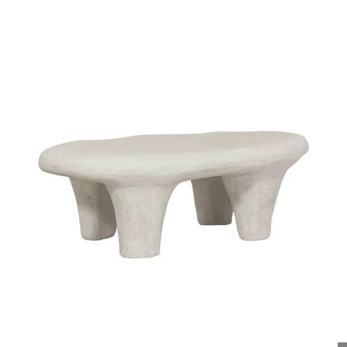 Table basse blanche en bois effet béton Danaé