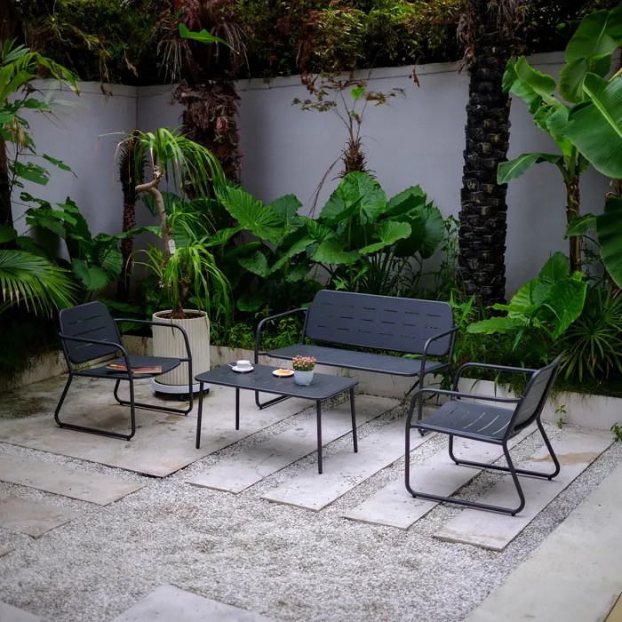 Ensemble de meubles de jardin 4 pièces Andria acier gris anthracite casa.pro