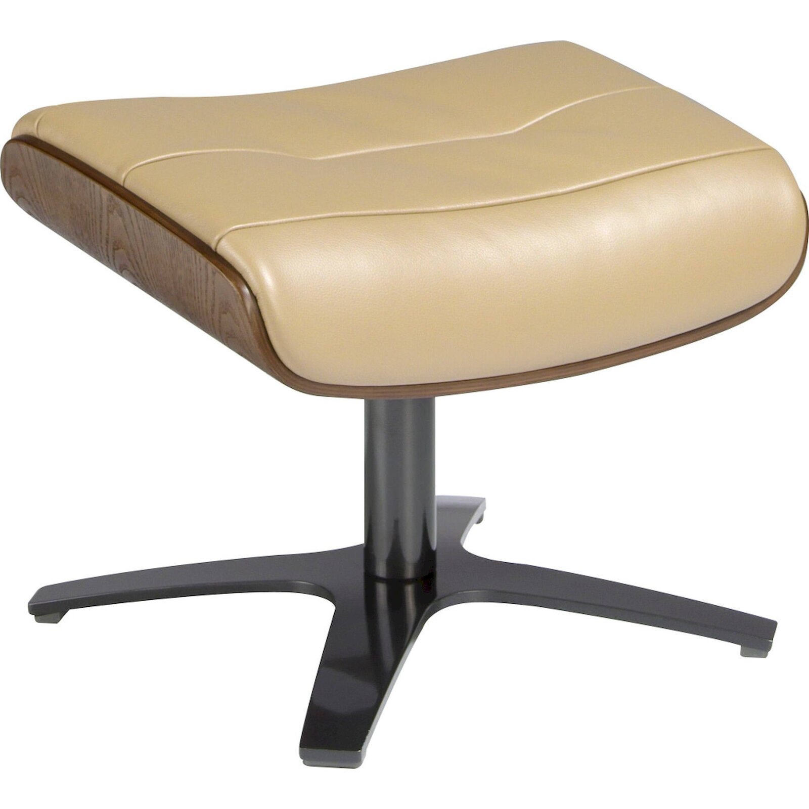 Pouf Design Sable Cuir Véritable Angel Cerda - Sable Doux Et Patine Bois Noyer
